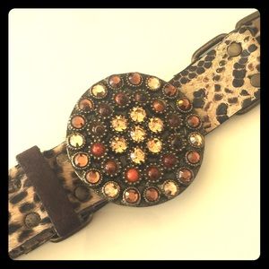 Leatherock Suede Belt With Jeweled Buckle